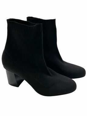 Lafayette 148 Garet Black Size 9-9.5 EU 39.5 Booties Knit Sock Heeled Boots